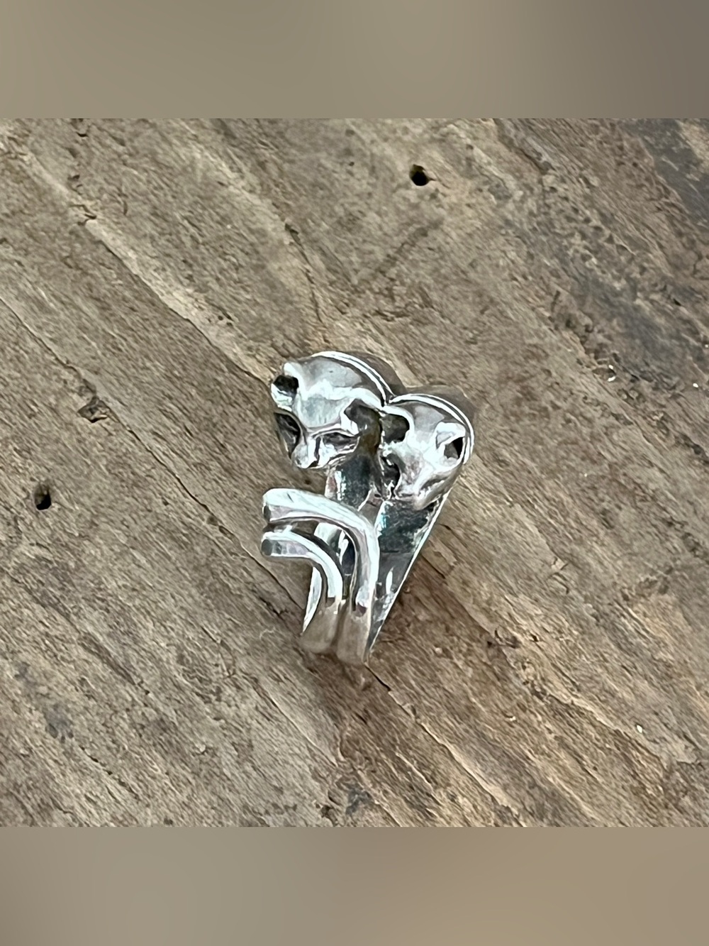🔴SALE🔴 Vintage 925 Sterling Silver Double Cat Bypass Wrap Ring Adjustable 7g - Picture 6 of 14